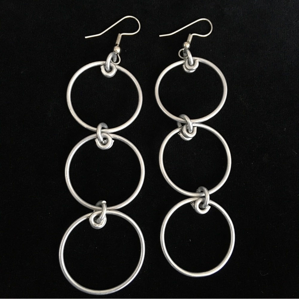 Silver Dangle Circle Earrings